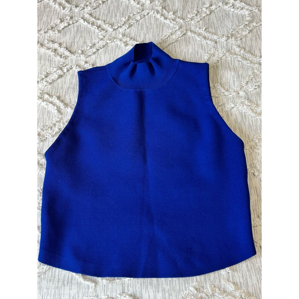 House of Harlow 1960 Women’s Top Royal Blue High Collar Sleeveless Sz L Cropped